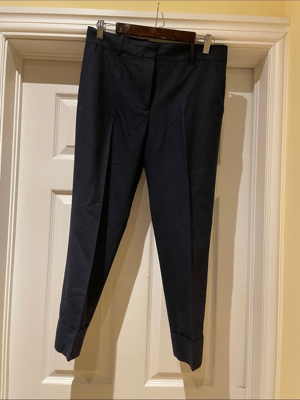 COS Navy Wool Tailored Cropped Trousers Cuffed Minimalist 6